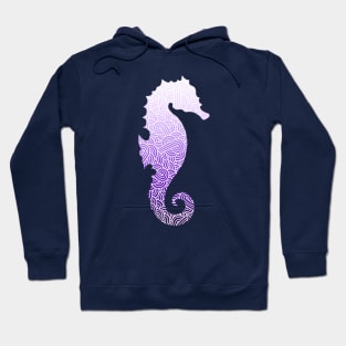 Ombre purple and white swirls doodles seahorse Hoodie